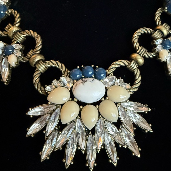 Chloe + Isabel Gold and Blue Statement Necklace with Fan Design - Picture 3 of 10